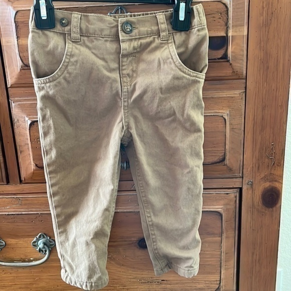 F&F Baby Boy’s tan pants with flannel lining, size 18 months.